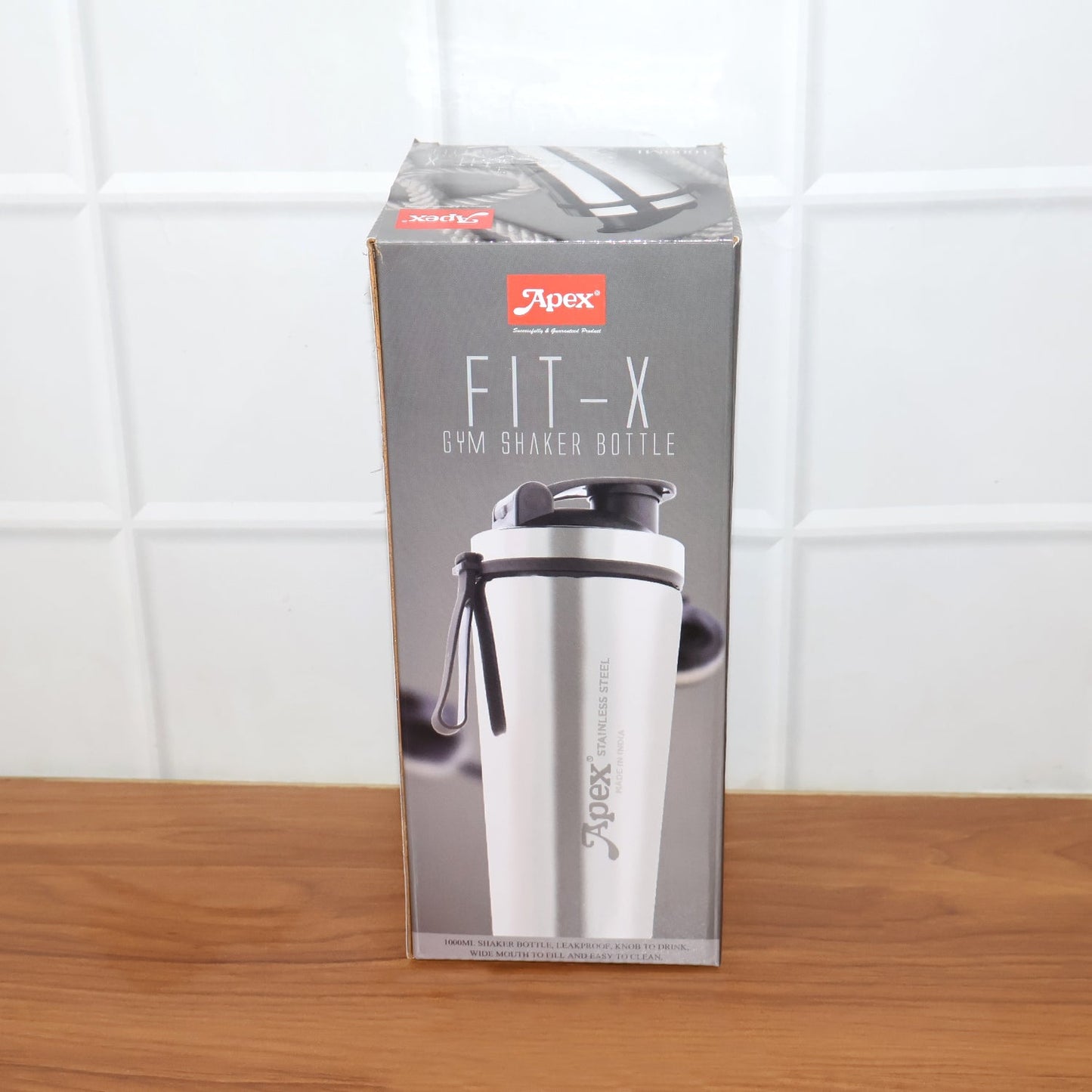 Apex Stainless Steel Gym Shaker Bottle 1000 ML – Leak-Proof Flip Lid, Measurement Markings, Workout Bottle for Gym & Fitness (1 Pc)