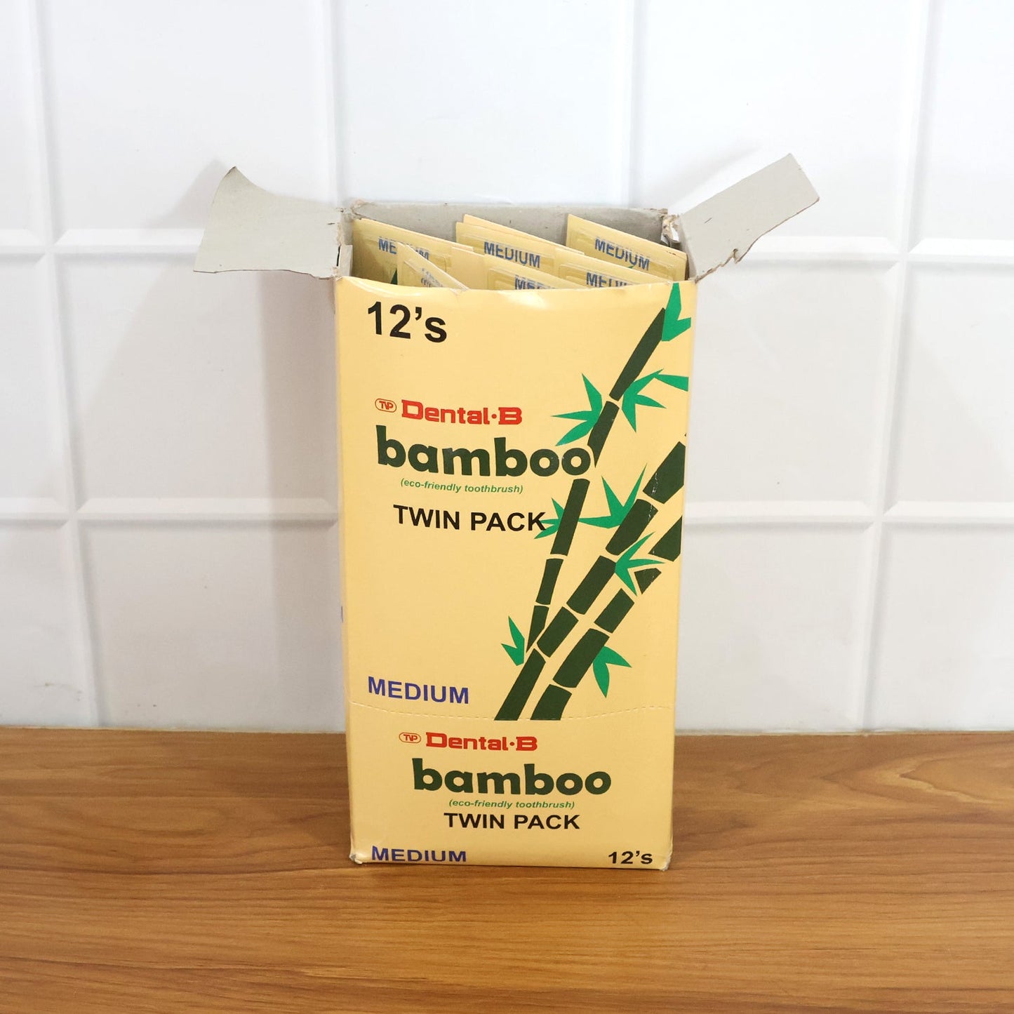 Eco-Friendly Bamboo Toothbrush Twin Pack – Medium Bristles, Sustainable Dental Care, Bulk Value Pack (12 Packets × 24 Pieces)