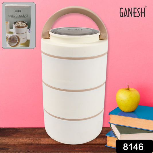 Ganesh Smart Stack 3 Layer Portable Lunch Box for Office, School, Picnic (3 Layer)