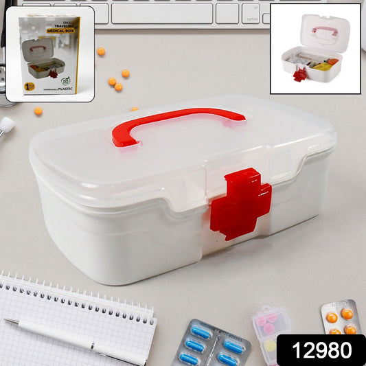 3-Compartment First Aid Box β Portable Medicine Storage with Tray & Clear Lid
