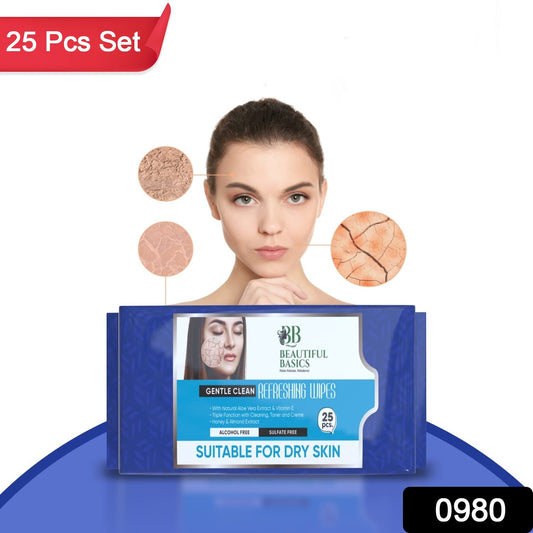 Refreshing Alcohol-Free Wet Wipes β Facial & Body Wipes (25 Pc)