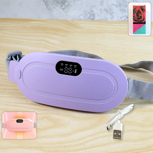 Rechargeable Heating & Vibration Period Pain Relief Belt – Menstrual Cramp Massager for Women (1 Pc)