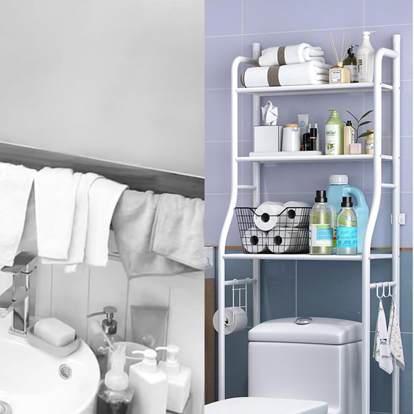 Multi-Layer Metal Bathroom Toilet Storage Rack – Space-Saving Organizer Shelf for Laundry Room & Basin