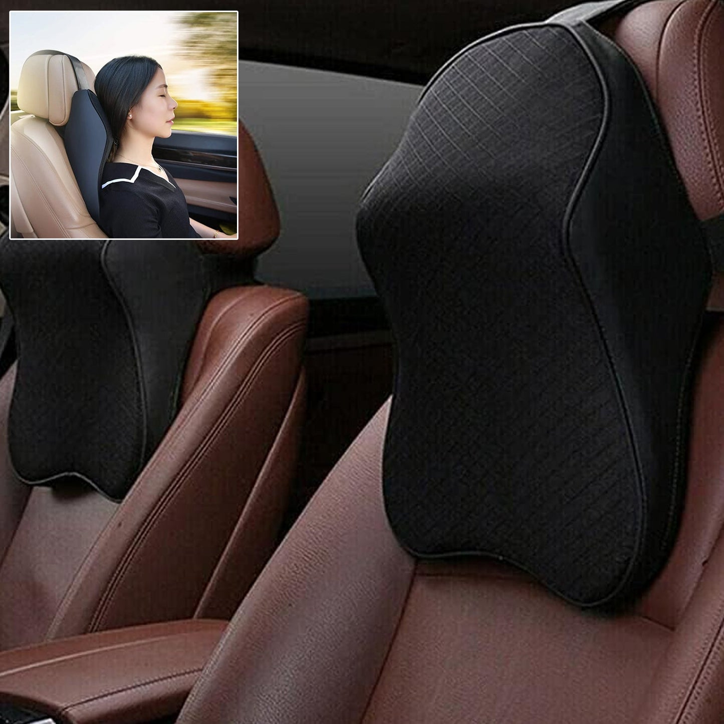 Ergonomic Car Seat Neck Support Cushion – Contoured Headrest Pillow for Comfortable Driving & Office Chair (1 Pc)