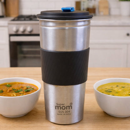 Stainless Steel Travel Tumbler – Double-Wall Insulated, Leak-Resistant Lid, Hot & Cold Beverages (~500 ML)