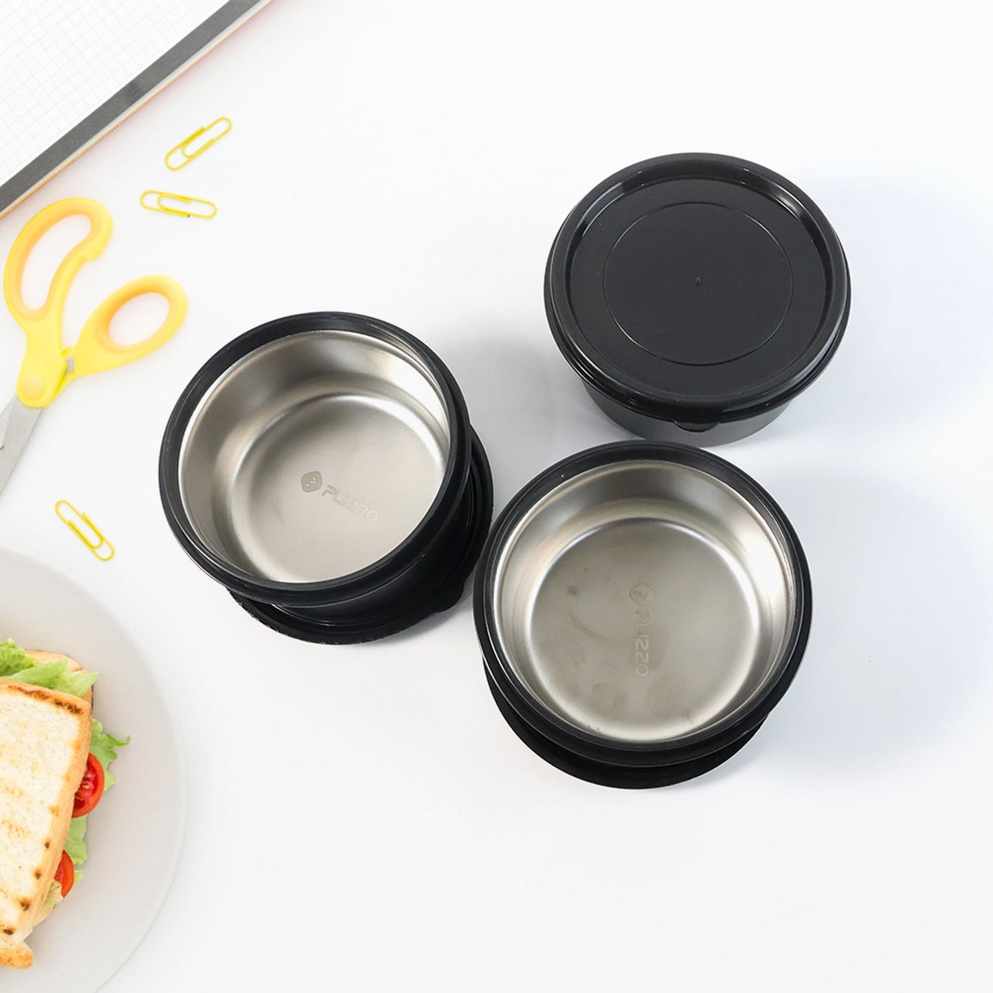 Insulated Stainless Steel Tiffin Lunch Box Set with 3 Containers & Carry Bag – Office, School & Travel (1 Set)