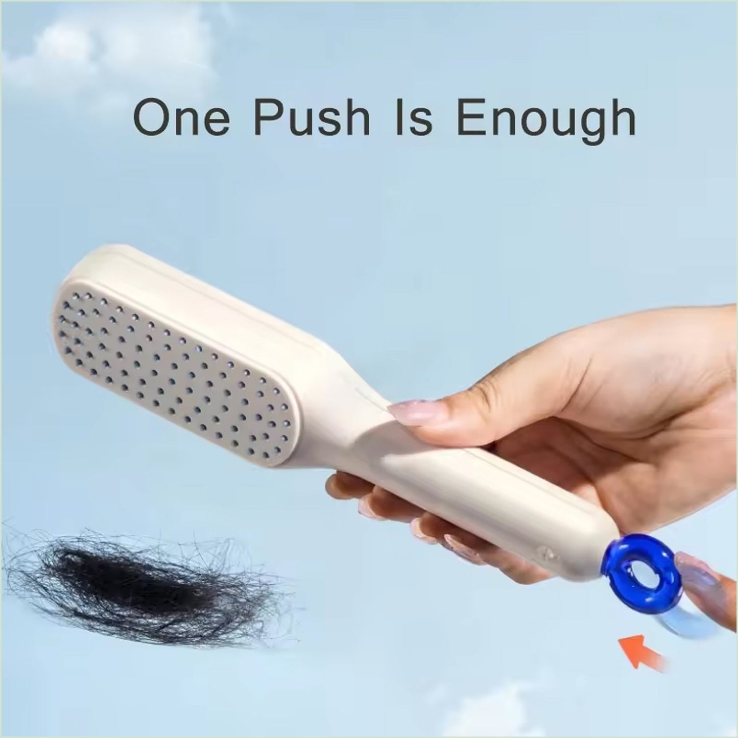 Self-Cleaning Anti-Static Detangling Massage Hairbrush – One-Pull Clean, Scalp Stimulator, Gift Box (1 Pc)