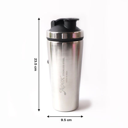 Apex Stainless Steel Gym Shaker Bottle 1000 ML – Leak-Proof Flip Lid, Measurement Markings, Workout Bottle for Gym & Fitness (1 Pc)