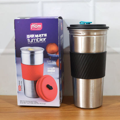 Stainless Steel Travel Tumbler – Double-Wall Insulated, Leak-Resistant Lid, Hot & Cold Beverages (~500 ML)