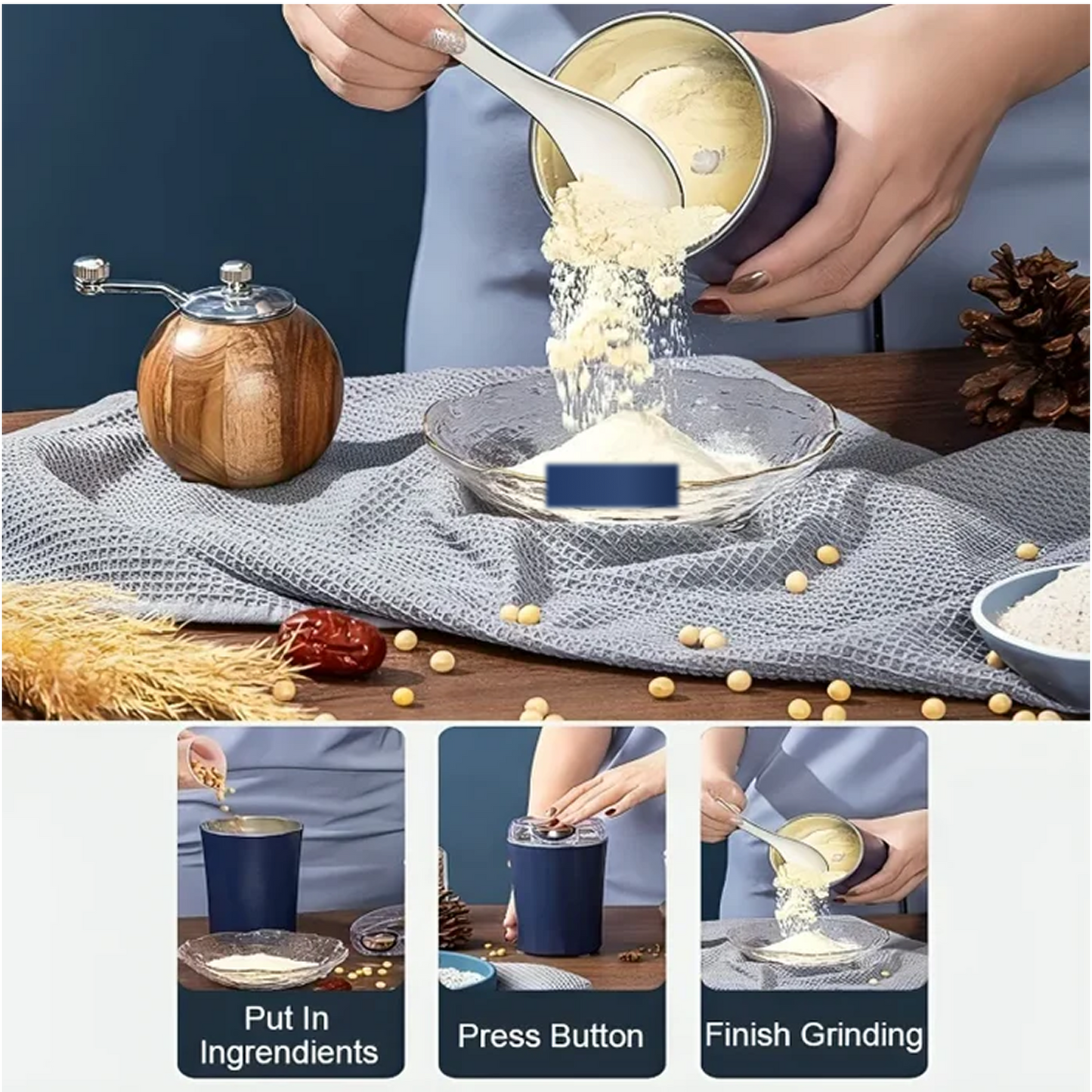 Portable 4-Blade Mini Grinder & Blender for Home & Office