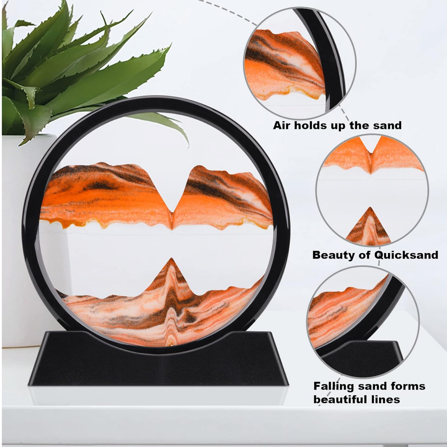3D Moving Sand Art – Liquid Motion Deep Sea Sandscape with Round Glass Frame (1 Pc)