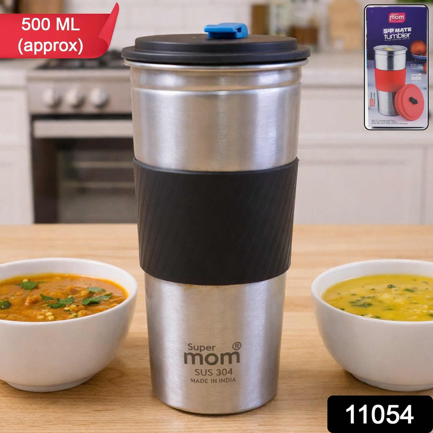 Stainless Steel Travel Tumbler – Double-Wall Insulated, Leak-Resistant Lid, Hot & Cold Beverages (~500 ML)