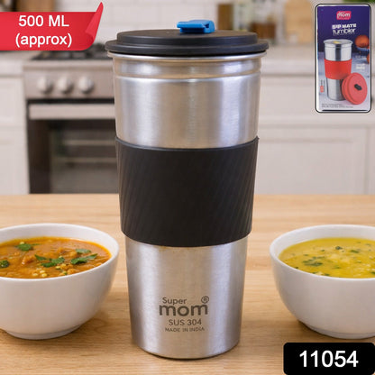 Stainless Steel Travel Tumbler – Double-Wall Insulated, Leak-Resistant Lid, Hot & Cold Beverages (~500 ML)