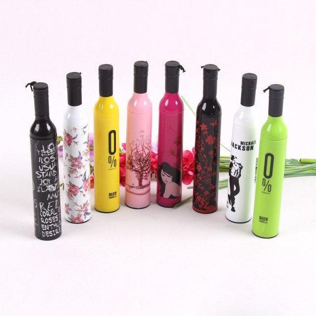 Pocket Wine Bottle Shaped Umbrella – 16-Rib Windproof Rain Protection, Compact & Stylish (1 Pc)