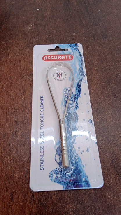 Stainless Steel Tongue Cleaner Scraper – Fresh Breath, Bacteria Removal, Reusable for Men & Women (1 Pc)