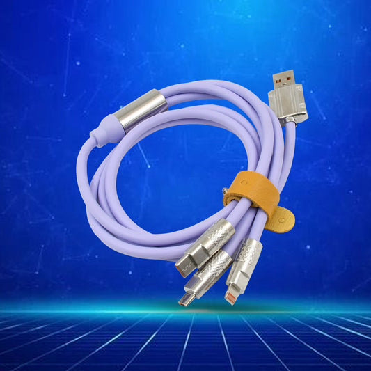 3-in-1 Super Fast Charging Cable – USB-C, Micro USB & iPhone, 120 CM Long (1 Pc)