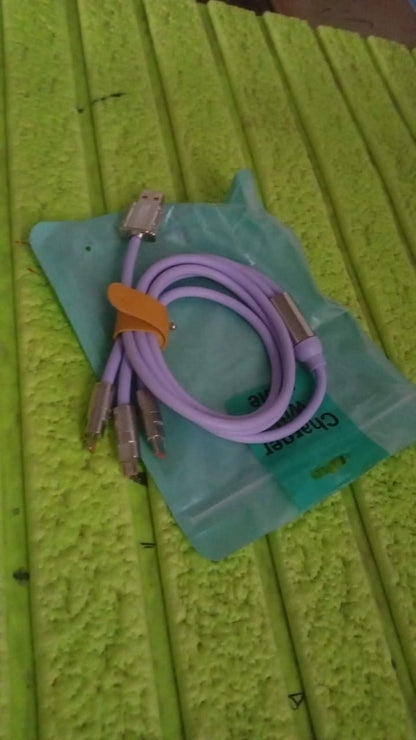 3-in-1 Super Fast Charging Cable – USB-C, Micro USB & iPhone, 120 CM Long (1 Pc)
