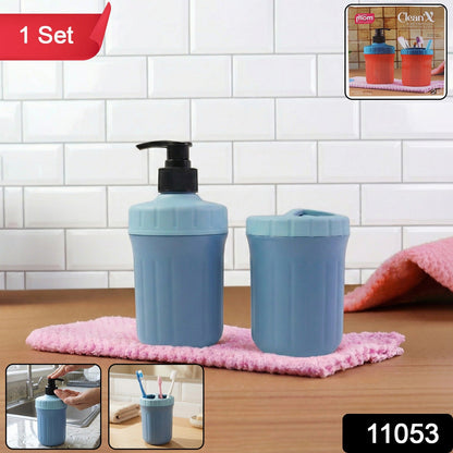 2-in-1 Soap Dispenser with Utility Storage Holder – Kitchen & Bathroom Countertop Organizer Set (1 Set)