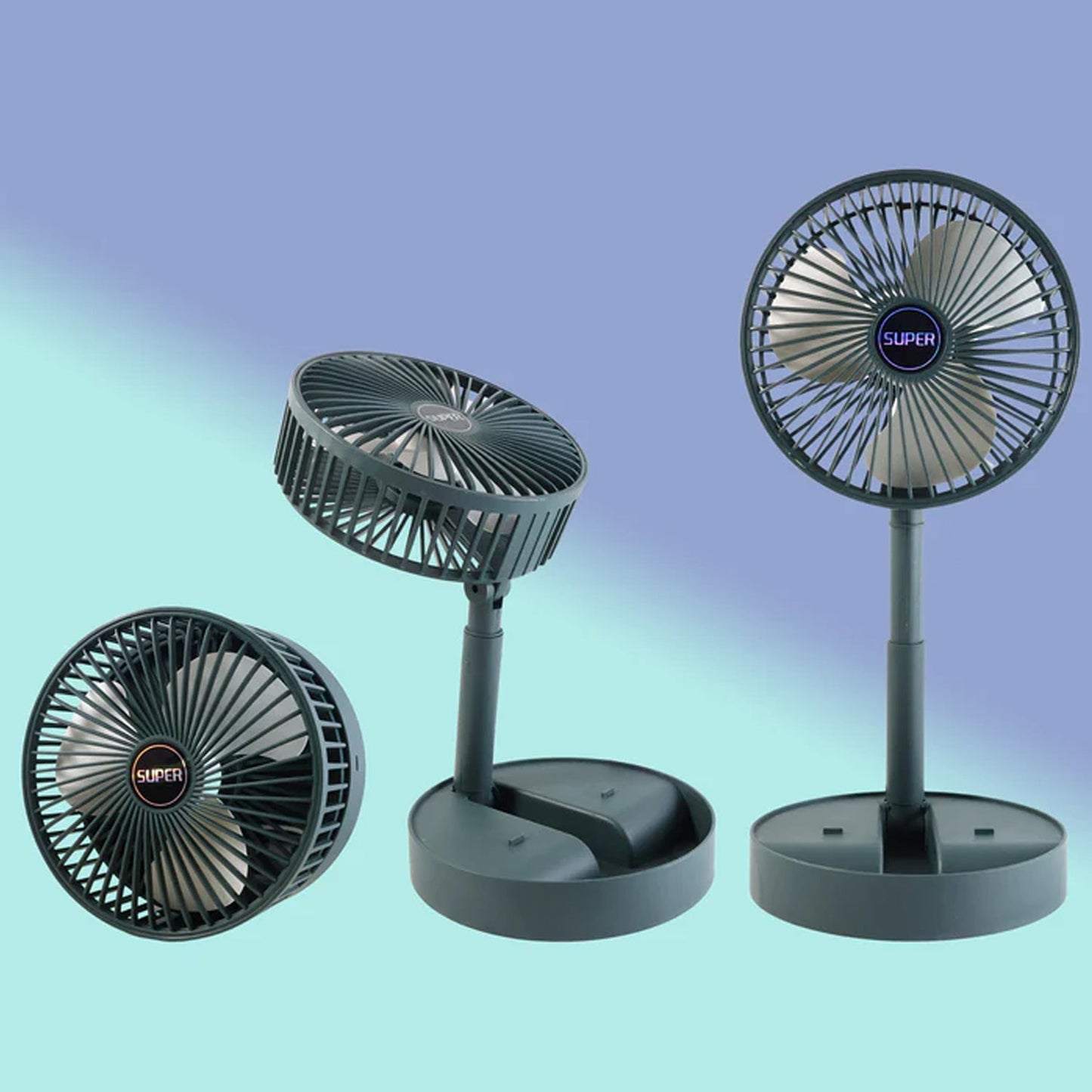 Rechargeable Desktop Table Fan with Integrated Mobile Phone Holder – Portable Cooling Fan for Home, Office & Study Desk (1 Pc)