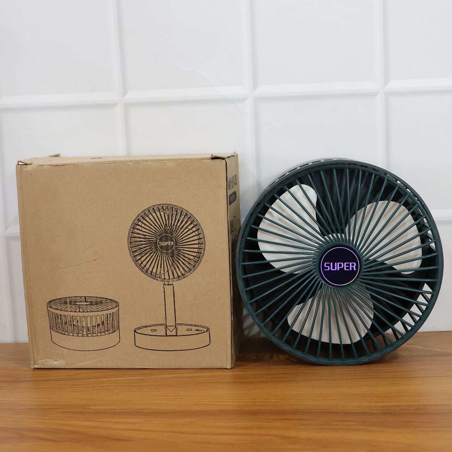 Rechargeable Desktop Table Fan with Integrated Mobile Phone Holder – Portable Cooling Fan for Home, Office & Study Desk (1 Pc)