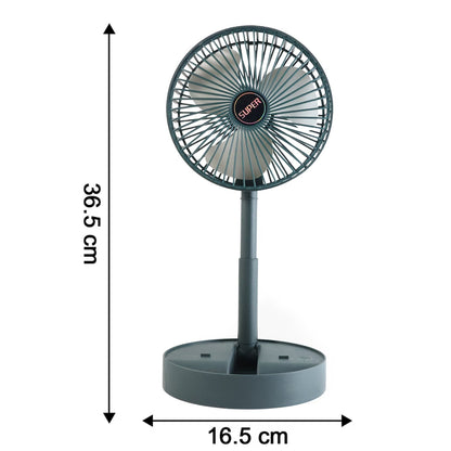 Rechargeable Desktop Table Fan with Integrated Mobile Phone Holder – Portable Cooling Fan for Home, Office & Study Desk (1 Pc)