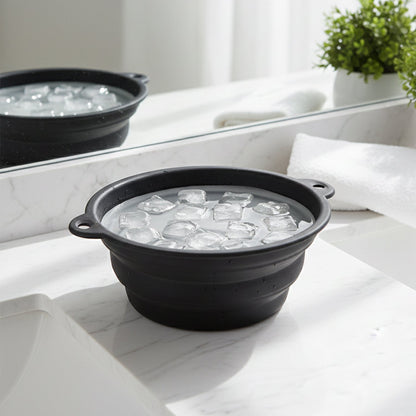 Ice Facial Bowl with Built-In Ice Tray – Foldable Silicone Face Ice Bath Bowl for Skin Soothing & Daily Facial Care (1 Pc)