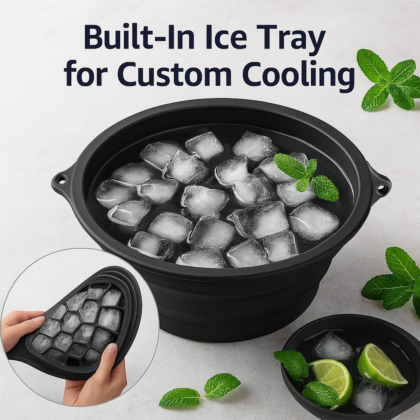 Ice Facial Bowl with Built-In Ice Tray – Foldable Silicone Face Ice Bath Bowl for Skin Soothing & Daily Facial Care (1 Pc)