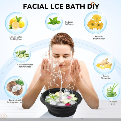 Ice Facial Bowl with Built-In Ice Tray – Foldable Silicone Face Ice Bath Bowl for Skin Soothing & Daily Facial Care (1 Pc)
