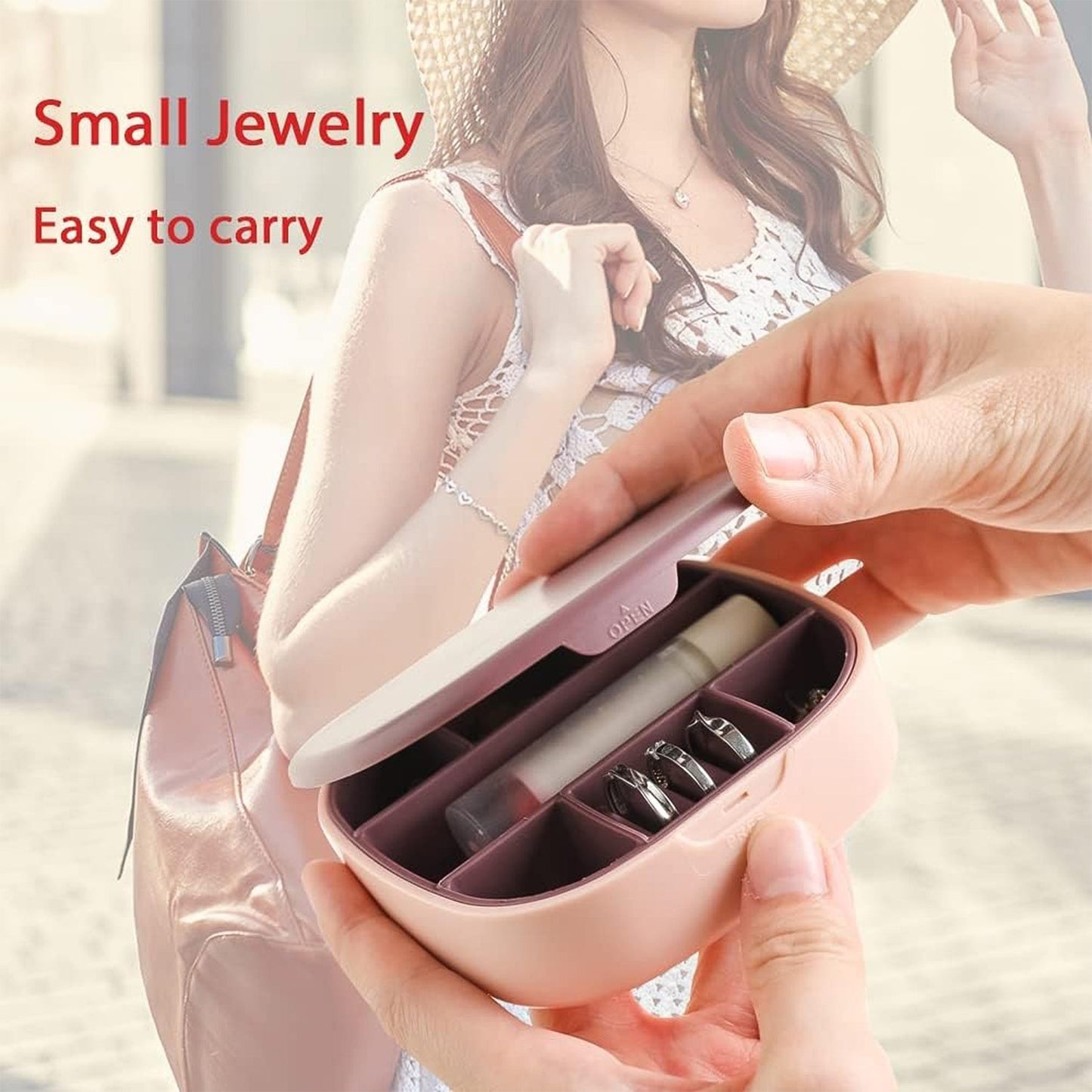 Jewellery Storage Box with Built-in Mirror & Multi-Section Organizer – Travel Vanity Box for Women (1 Pc)