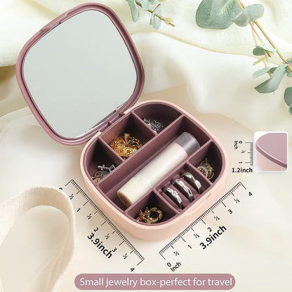 Jewellery Storage Box with Built-in Mirror & Multi-Section Organizer – Travel Vanity Box for Women (1 Pc)