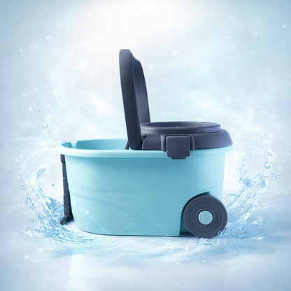Steel Bucket Spin Mop Set with Microfiber Mop Head & Wheeled Bucket – Heavy-Duty Floor Cleaning System (1 Set)