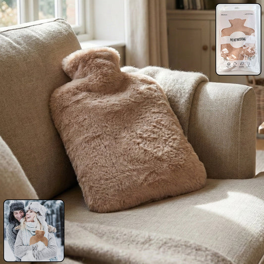 PVC Hot Water Bag with Soft Fur Cover – Reusable Heat Therapy Bottle for Pain Relief & Winter Warmth (1 Pc)