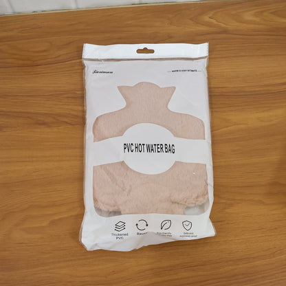 PVC Hot Water Bag with Soft Fur Cover – Reusable Heat Therapy Bottle for Pain Relief & Winter Warmth (1 Pc)