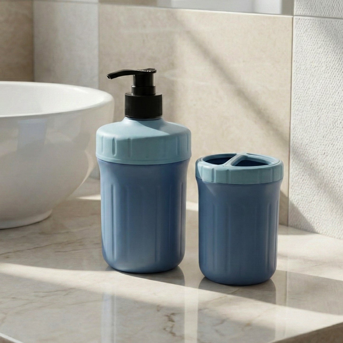 2-in-1 Soap Dispenser with Utility Storage Holder – Kitchen & Bathroom Countertop Organizer Set (1 Set)