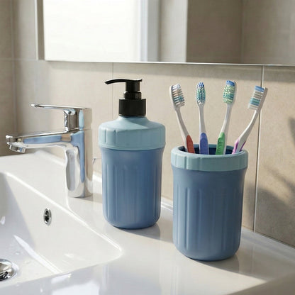 2-in-1 Soap Dispenser with Utility Storage Holder – Kitchen & Bathroom Countertop Organizer Set (1 Set)