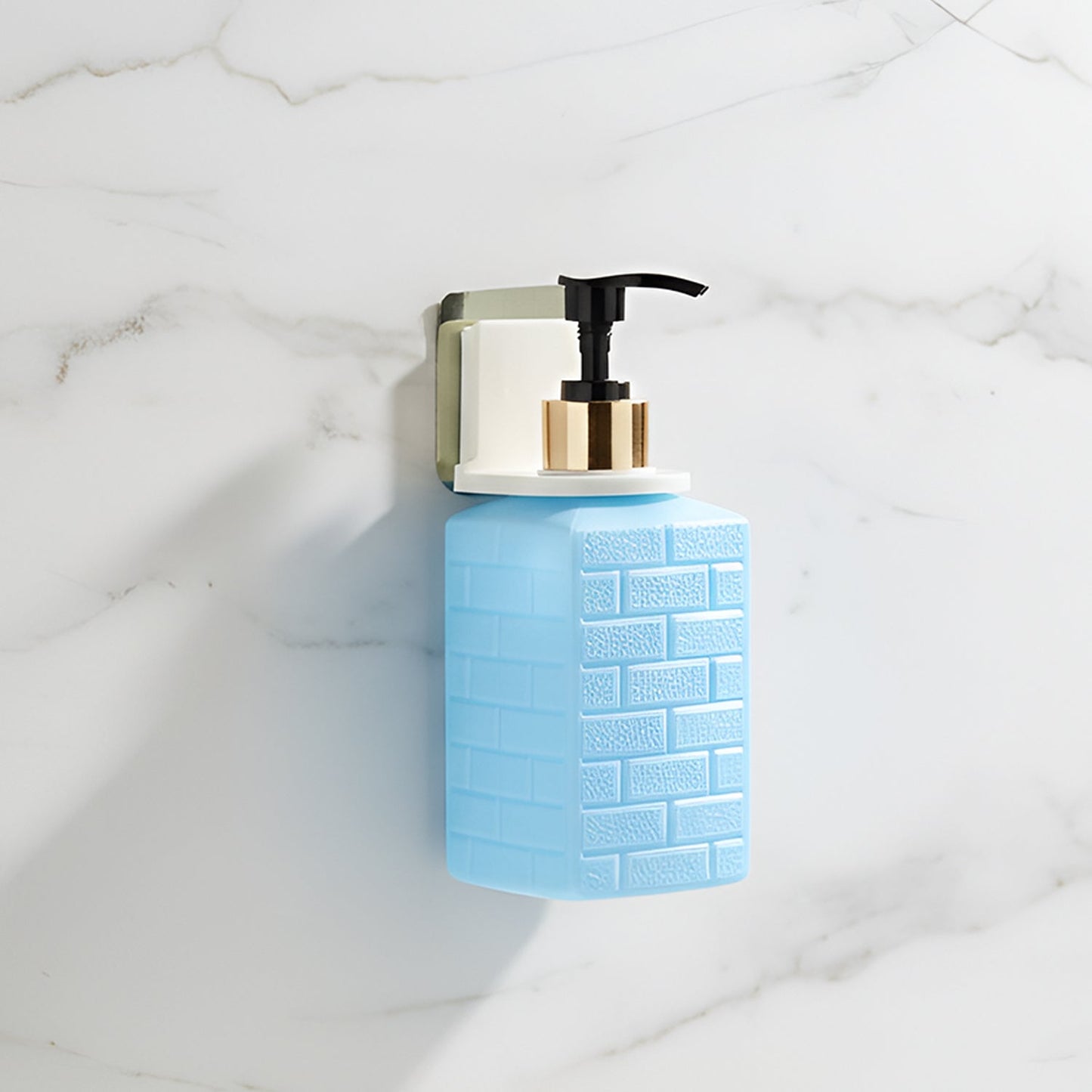 Wall-Mounted Liquid Soap Dispenser with Push Pump & Self-Adhesive Holder – Space-Saving Bathroom & Kitchen Handwash Dispenser (1 Set)