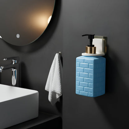 Wall-Mounted Liquid Soap Dispenser with Push Pump & Self-Adhesive Holder – Space-Saving Bathroom & Kitchen Handwash Dispenser (1 Set)