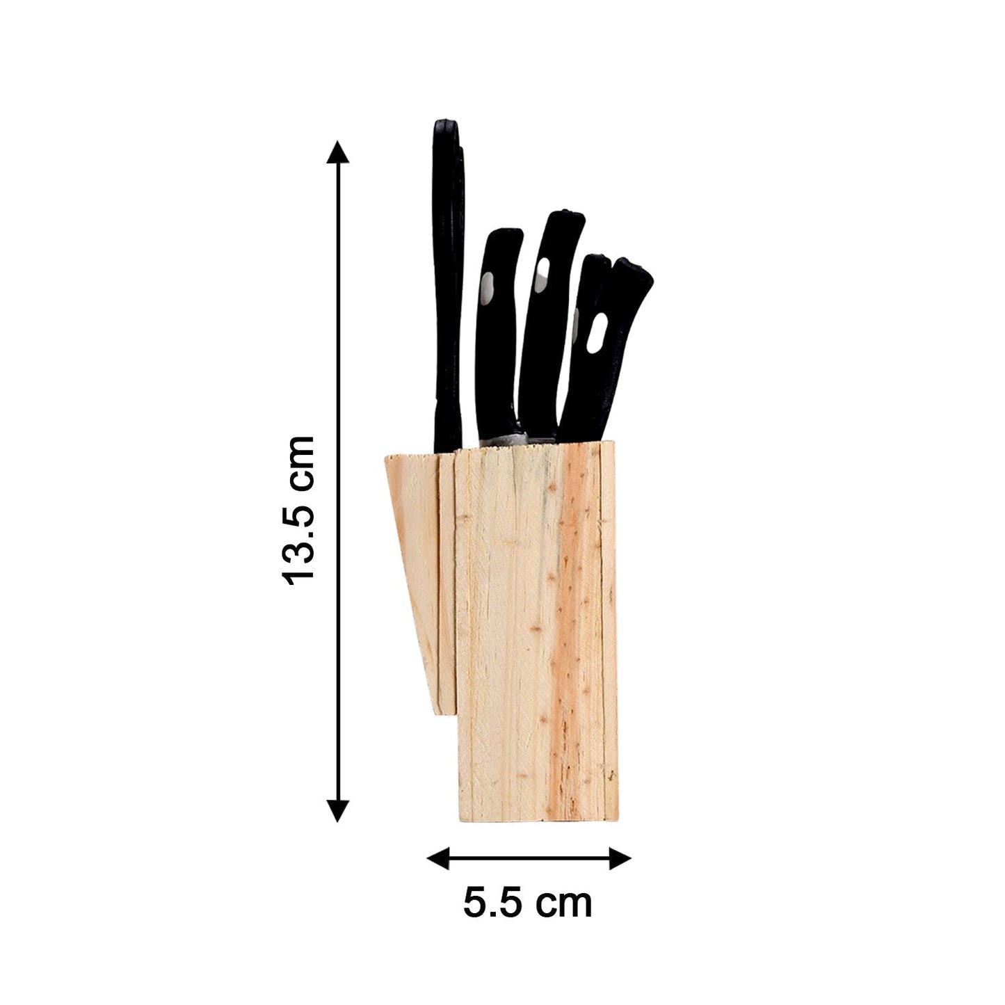 5-Piece Kitchen Knife Set with Wooden Block & Scissors – Professional Chef Knives for Home Kitchen (Black)