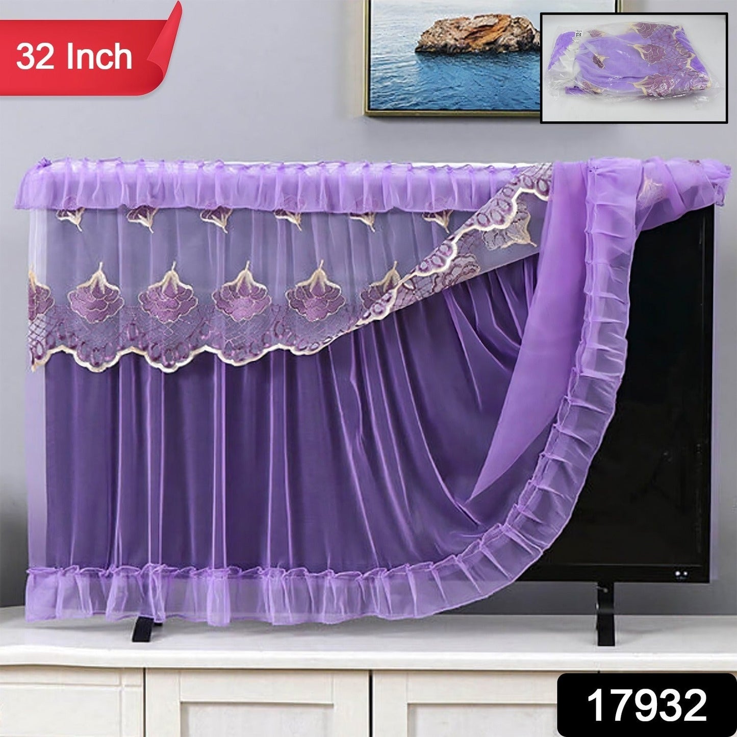 Anti-Static TV Dust Cover Cloth – Elastic Fit Screen Protector for 32-Inch LED TVs, Indoor Protection (1 Pc)