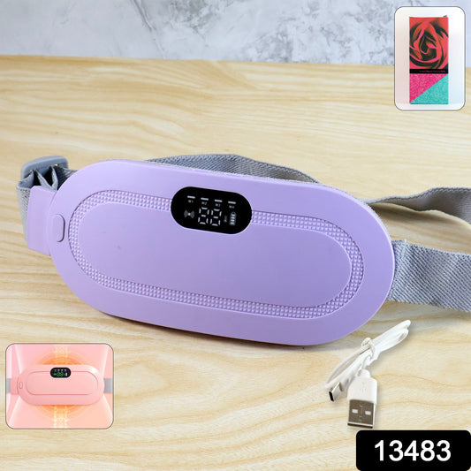 Rechargeable Heating & Vibration Period Pain Relief Belt – Menstrual Cramp Massager for Women (1 Pc)