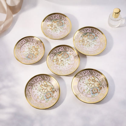 Premium Floral Porcelain Tea Cup & Saucer Set with Gold Detailing – Classic Designer Cups for Tea & Coffee (12 Pc Set)